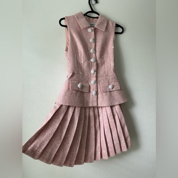 Self Portrait Pink Boucle Tailored Mini Dress US 2 - Picture 8 of 14